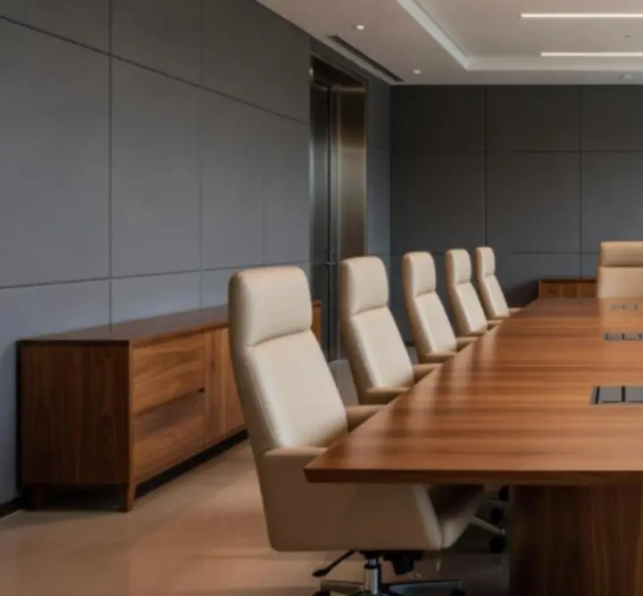 Wykończona sala konferencyjna dla kadry zarządzającej prezentująca instalację o jakości galerii